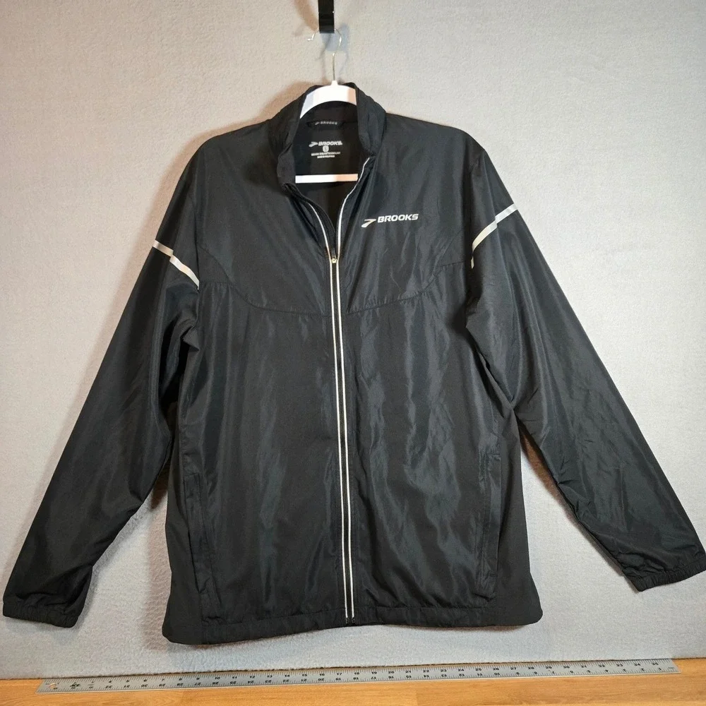 Brooks Jacket Mens‎ Large L Shelter Technology Running Black Full Zip Reflective